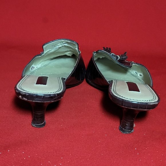 Unisa Gracia Mahogany Acajou 6B Pointed Toe Tassel Mules Slip on Kitten Heels - Picture 12 of 12